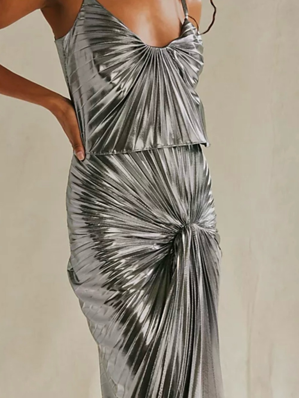 Georgia Hardinge Dazed Dress Metallic Silver NWT RT $354 Size 12 UK 16